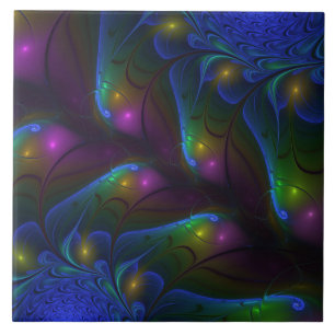 Colourful Luminous Abstract Modern Trippy Fractal Tile
