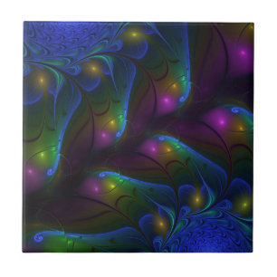 Colourful Luminous Abstract Modern Trippy Fractal Tile