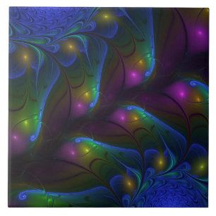 Colourful Luminous Abstract Modern Trippy Fractal Tile