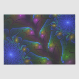 Colourful Luminous Abstract Modern Trippy Fractal Tissue Paper