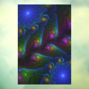 Colourful Luminous Abstract Modern Trippy Fractal Window Cling