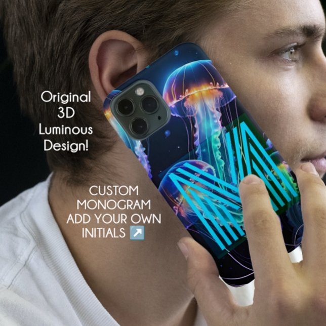 Colourful Luminous Neon Blue Monogram Phone case (Creator Uploaded)