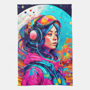 Colourful Lunar Girl Tea Towel