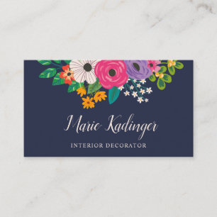 Colourful Lush Flower Bouquet Business Card