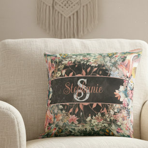 Colourful Lush Watercolor Flowers Personalised Cushion