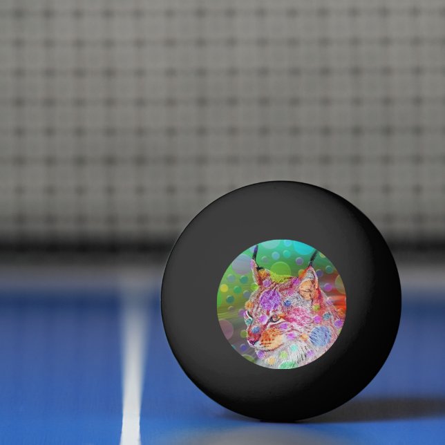 Colourful Lynx portrait, abstract art Ping Pong Ball (Net)