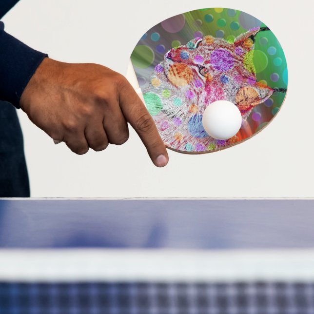 Colourful Lynx portrait, abstract art  Ping Pong Paddle (Insitu)