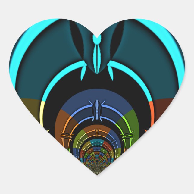 Colourful Maasai Shield Design Heart Sticker (Front)