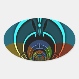 Colourful Maasai Shield Design Oval Sticker