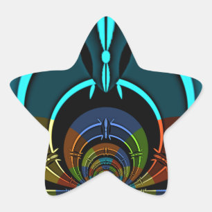 Colourful Maasai Shield Design Star Sticker