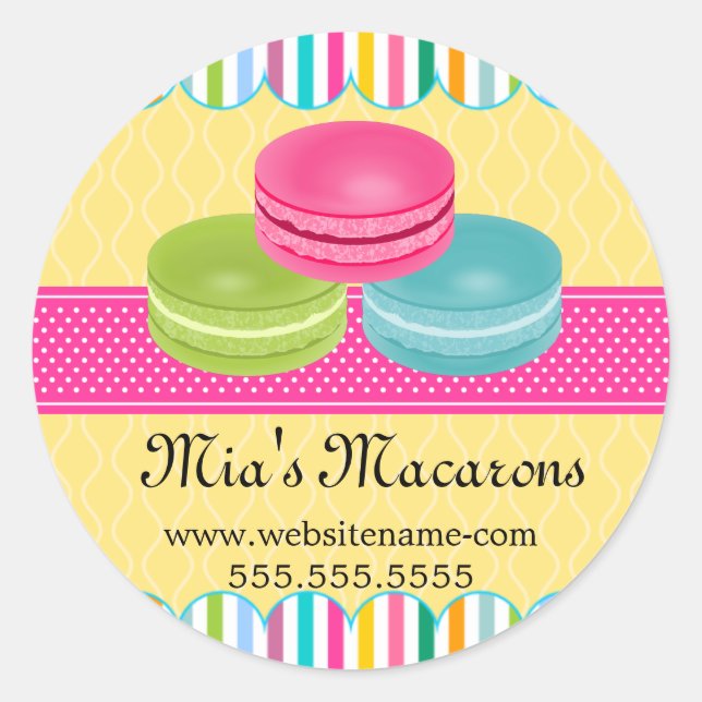 Colourful Macaron Bakery Box Seals (Front)