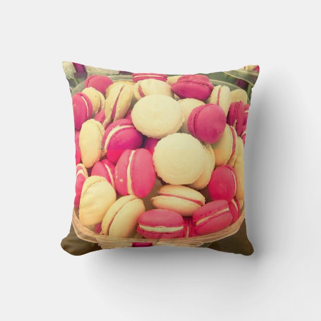 Colourful macaron macaroons sweet pillow cushion (Front)