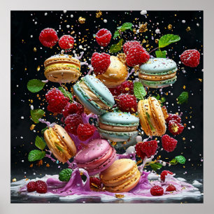 🧁 Colourful Macaron Splash Dessert Kitchen Decor