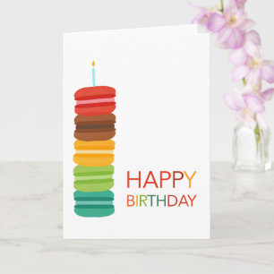 Colourful Macaron Stack Happy Birthday  – Modern Card