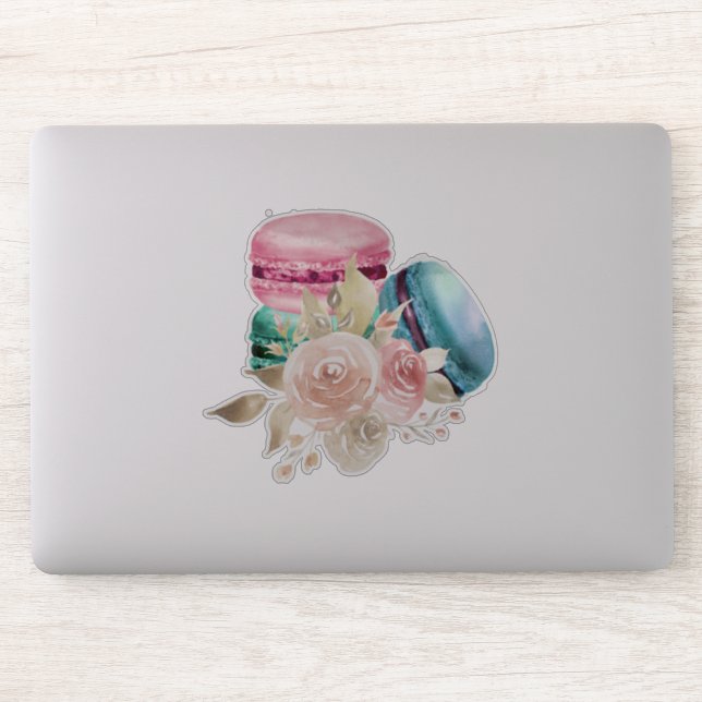 Colourful Macarons and Flowers Watercolor (Computer)