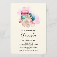Colourful Macarons and Flowers Watercolor Birthday