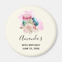 Colourful Macarons and Flowers Watercolor Birthday