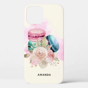 Colourful Macarons and Flowers Watercolor iPhone 12 Case