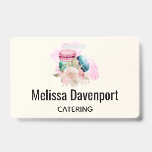 Colourful Macarons and Flowers Watercolor ID Badge