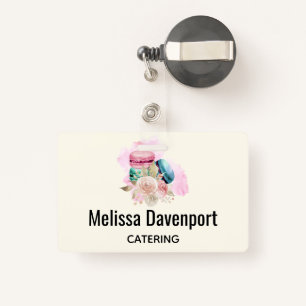 Colourful Macarons and Flowers Watercolor ID Badge