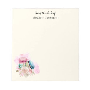 Colourful Macarons and Flowers Watercolor Notepad