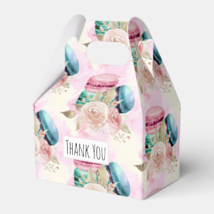 Colourful Macarons and Flowers Watercolor Pattern Favour Box