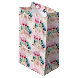 Colourful Macarons and Flowers Watercolor Pattern Small Gift Bag