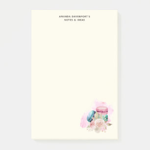 Colourful Macarons and Flowers Watercolor Post-it Notes