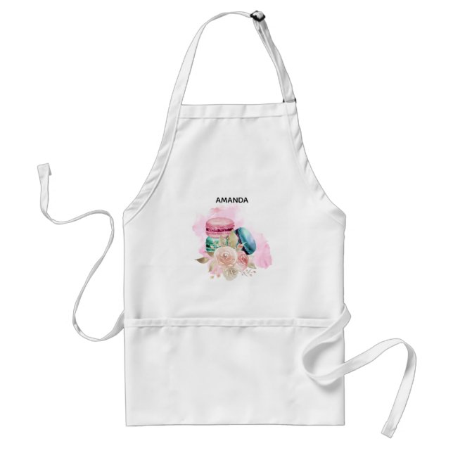Colourful Macarons and Flowers Watercolor Standard Apron (Front)