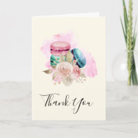 Colourful Macarons and Flowers Watercolor Thank Yo