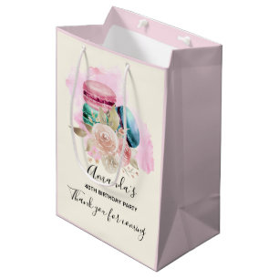 Colourful Macarons and Flowers Watercolor Thank Yo Medium Gift Bag