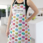Colourful Macarons Baker Chef Meme's Kitchen Custo Apron<br><div class="desc">Fun apron featuring a pattern of hand drawn macarons and two lines of custom text. Add a person's name, your Meme's name, a bakery, restaurant name, cafe or shop name or delete the text and rectangle and just use the pattern. Perfect for bakeries, budding chefs, birthday parties, special events, caterers,...</div>