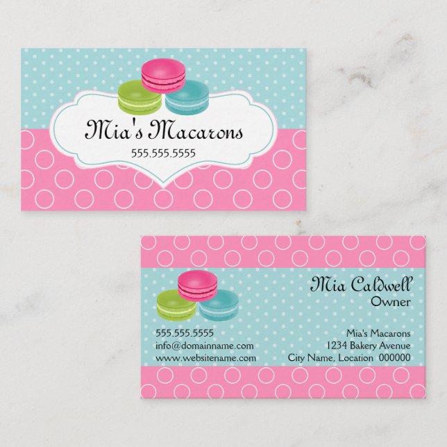 Colourful Macarons Bakery Business Card (Front/Back)