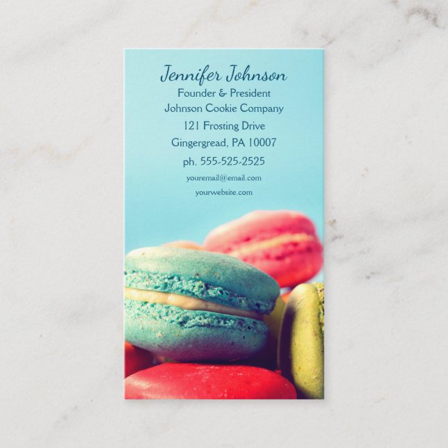 Colourful Macarons Cookies Business Card (Front)