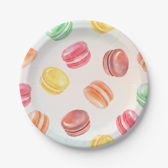Colourful Macarons Paper Plate (Front)