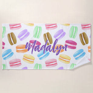 colourful macarons pattern beach towel