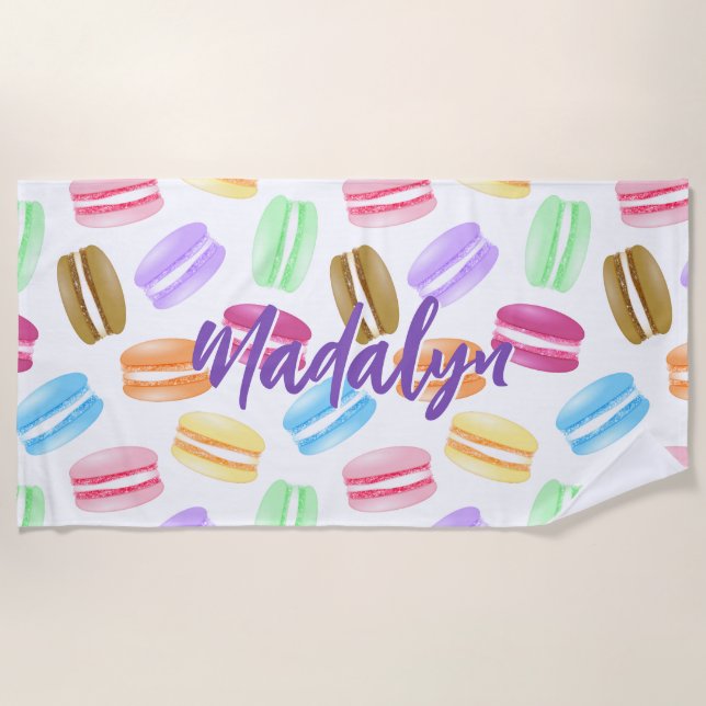 colourful macarons pattern beach towel (Front)