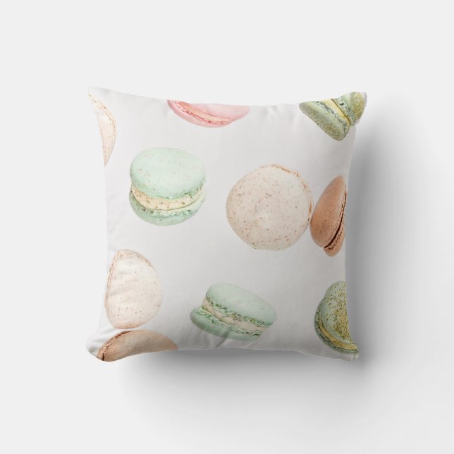 Colourful Macarons: Sweet Falling Pattern. Cushion (Front)