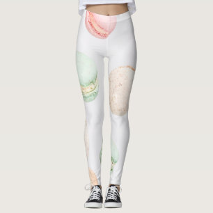 Colourful Macarons: Sweet Falling Pattern. Leggings