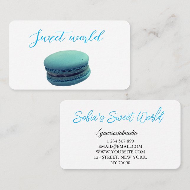 Colourful Macarons Sweets Qr Code Modern Square Business Card (Front/Back)