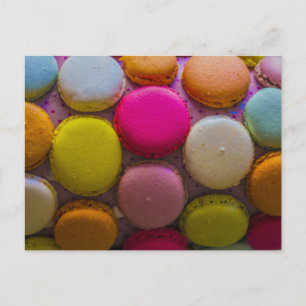 Colourful Macarons Tasty Baked Dessert Postcard