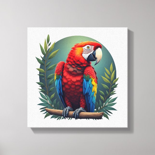 Colourful Macaw Bird Canvas Wall Art (Front)