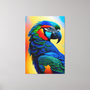 Colourful Macaw Parrot Bird Painting Canvas Print