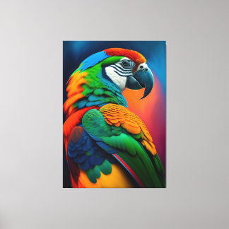 Colourful Macaw Parrot Bird Painting Canvas Print