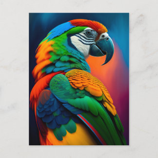 Colourful Macaw Parrot Bird Painting Postcard