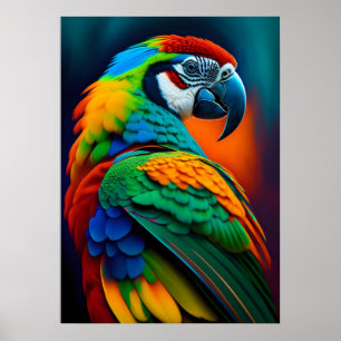 Colourful Macaw Parrot Bird Painting Poster