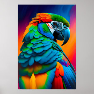 Colourful Macaw Parrot Bird Painting Poster