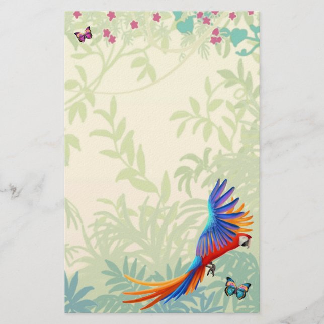 Colourful Macaw Parrot in Rainforest Stationery (Front)