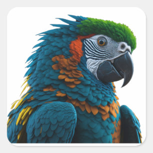 Colourful Macaw Parrot Square Sticker
