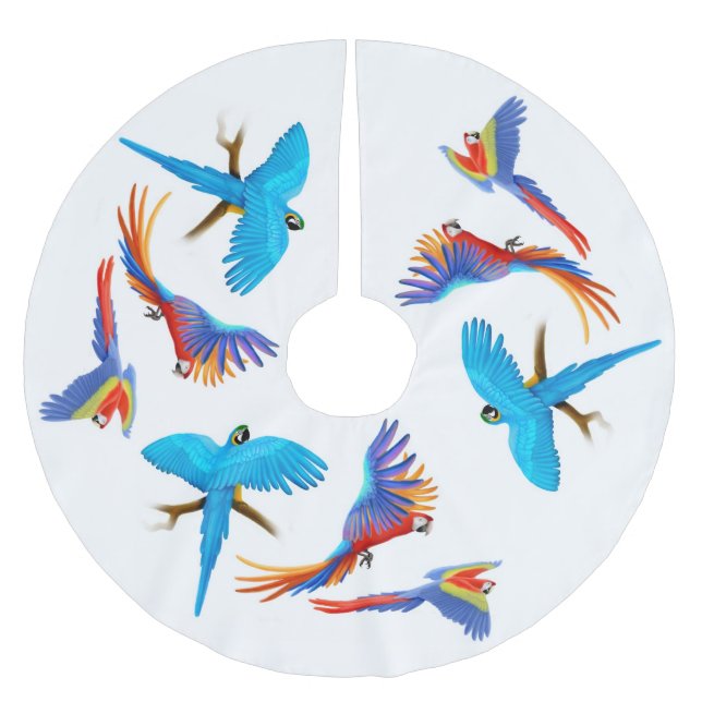 Colourful Macaw Parrots Christmas Tree Skirt (Front)